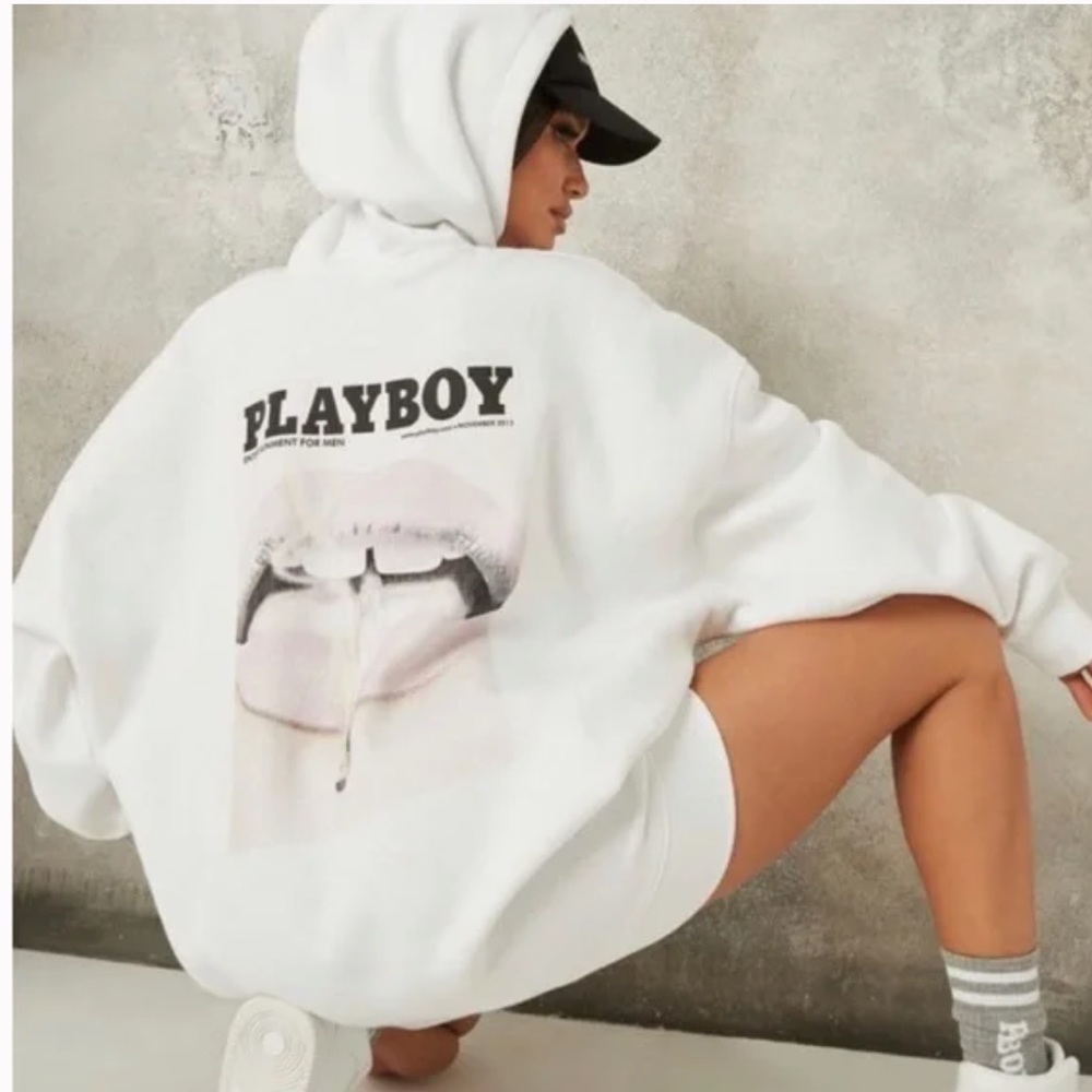 Missguided Oversized Lip Print Playboy Sweatshirt Never Worn